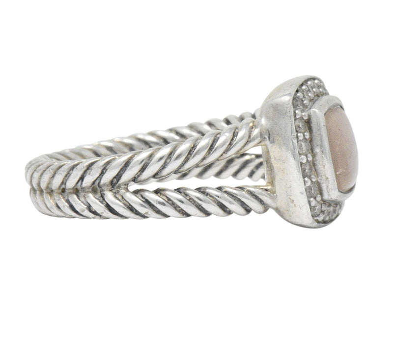 David Yurman Diamond Pink Mother of Pearl Sterling Silver Albion Ring ...