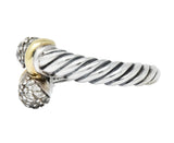 David Yurman Diamond Sterling Silver 18 Karat Gold Bypass Ring - Wilson's Estate Jewelry