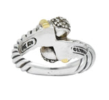 David Yurman Diamond Sterling Silver 18 Karat Gold Bypass Ring - Wilson's Estate Jewelry