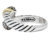 David Yurman Diamond Sterling Silver 18 Karat Gold Bypass Ring - Wilson's Estate Jewelry