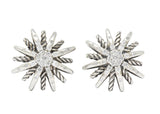 David Yurman Diamond Sterling Silver Starburst Earrings Wilson's Estate Jewelry