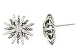 David Yurman Diamond Sterling Silver Starburst Earrings Wilson's Estate Jewelry