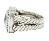 David Yurman Green Quartz Diamond Sterling Silver Petite Albion Ring Wilson's Estate Jewelry
