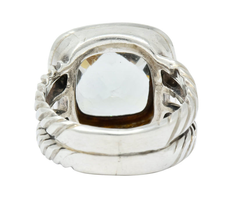 David Yurman Green Quartz Diamond Sterling Silver Petite Albion Ring Wilson's Estate Jewelry