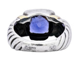 David Yurman Iolite Sterling Silver 14 Karat Gold Noblesse Ring - Wilson's Estate Jewelry