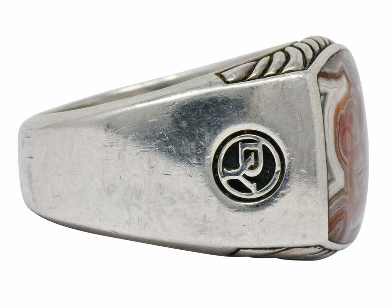 David Yurman Jasper Ring Sterling Silver Men's Exotic Stone Ring - Wilson's Estate Jewelry