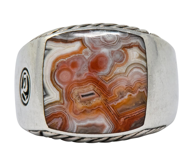 David Yurman Jasper Ring Sterling Silver Men's Exotic Stone Ring - Wilson's Estate Jewelry