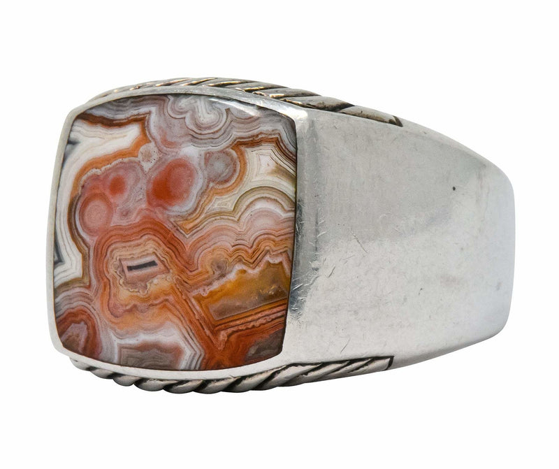 David Yurman Jasper Ring Sterling Silver Men's Exotic Stone Ring - Wilson's Estate Jewelry