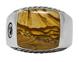 David Yurman Jasper Sterling Silver Men's Exotic Stone Ring - Wilson's Estate Jewelry