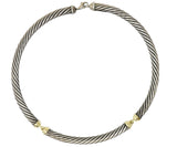 David Yurman Metro Sterling Silver 14 Karat Gold Cable Necklace Wilson's Estate Jewelry
