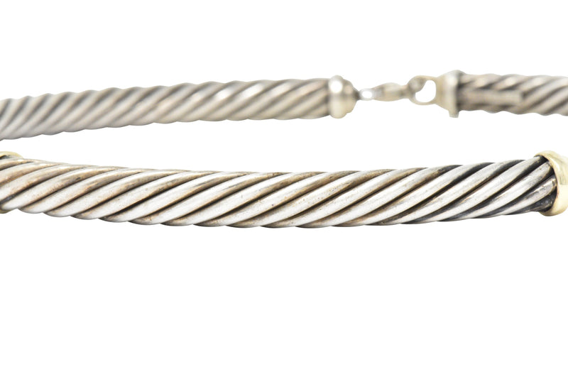 David Yurman Metro Sterling Silver 14 Karat Gold Cable Necklace Wilson's Estate Jewelry