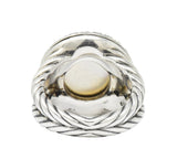 David Yurman Moonstone Mother Of Pearl .65 CTW Diamond Cable Twist Sterling Silver Ring Wilson's Estate Jewelry