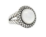 David Yurman Moonstone Mother Of Pearl .65 CTW Diamond Cable Twist Sterling Silver Ring Wilson's Estate Jewelry