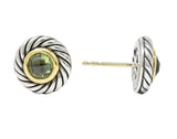 David Yurman Peridot 18 Karat Gold Sterling Silver Cookie Earrings Wilson's Estate Jewelry