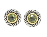 David Yurman Peridot 18 Karat Gold Sterling Silver Cookie Earrings Wilson's Estate Jewelry