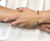 David Yurman Peridot Sterling Silver 14 Karat Gold Cable Classics Cuff Bracelet - Wilson's Estate Jewelry
