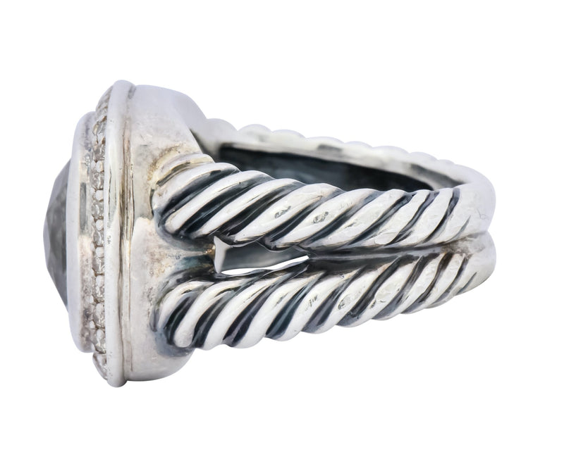 David Yurman Prasiolite Diamond Sterling Silver Albion Ring - Wilson's Estate Jewelry