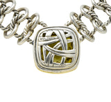 David Yurman Quartz 18 Karat Gold Woven Sterling Silver Link Chain Necklace - Wilson's Estate Jewelry