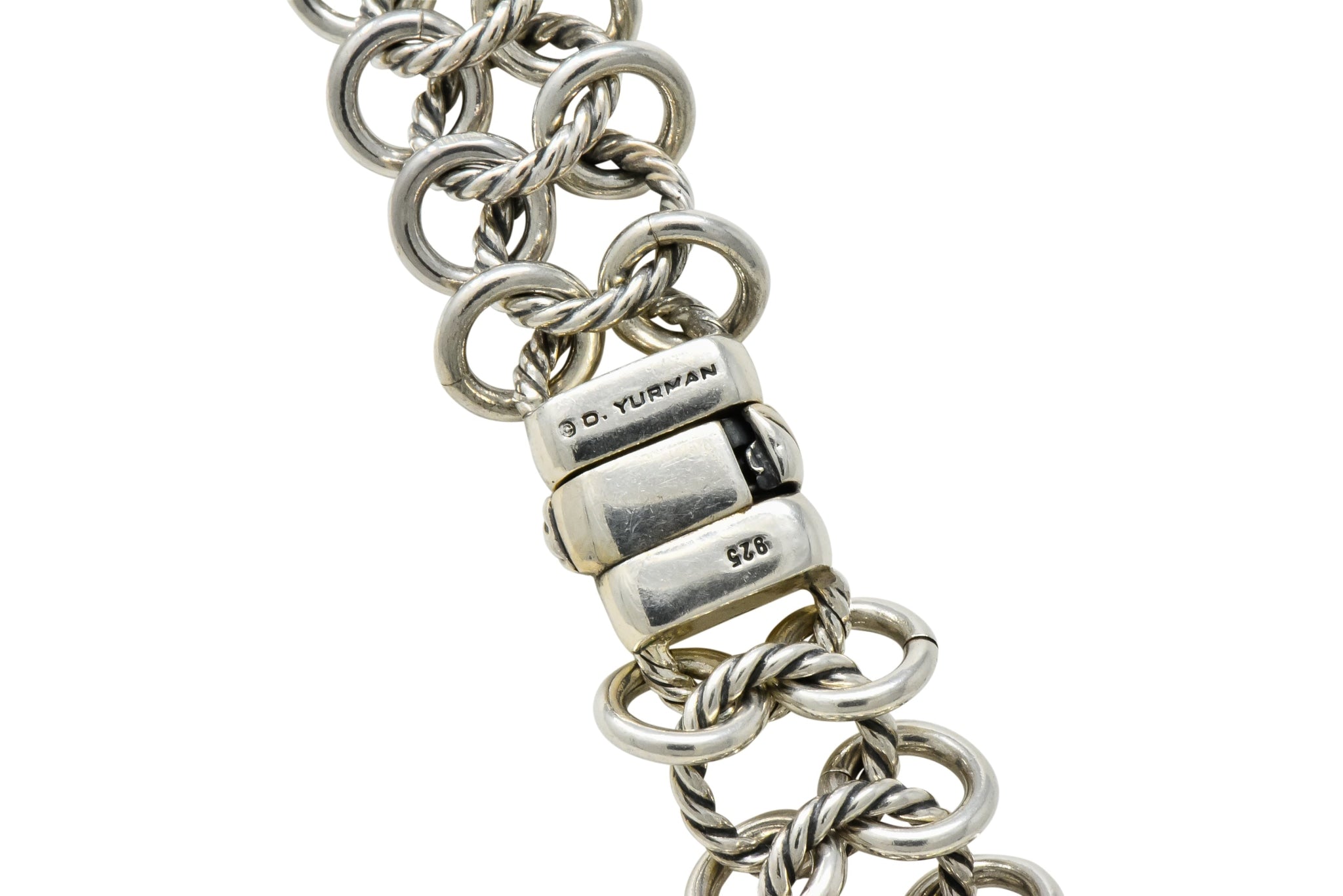 David Yurman Quartz 18 Karat Gold Woven Sterling Silver Link Chain Necklace - Wilson's Estate Jewelry
