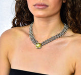David Yurman Quartz 18 Karat Gold Woven Sterling Silver Link Chain Necklace - Wilson's Estate Jewelry