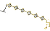 David Yurman Quatrefoil 18 Karat Gold Sterling Silver Link Bracelet Wilson's Estate Jewelry