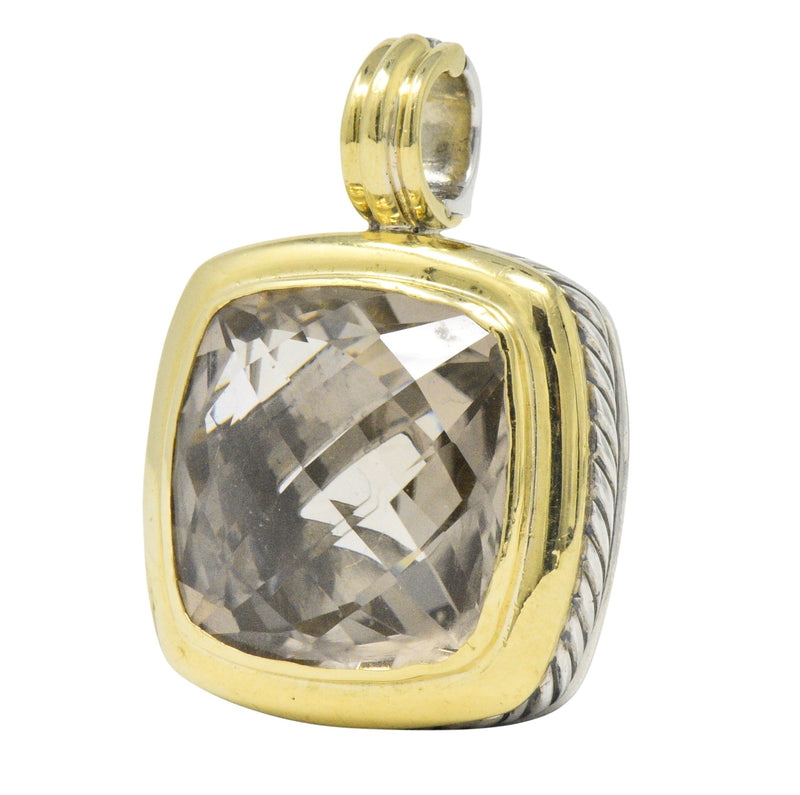 David Yurman Smoky Quartz Sterling Silver 18 Karat Gold Pendant Wilson's Estate Jewelry