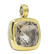 David Yurman Smoky Quartz Sterling Silver 18 Karat Gold Pendant Wilson's Estate Jewelry