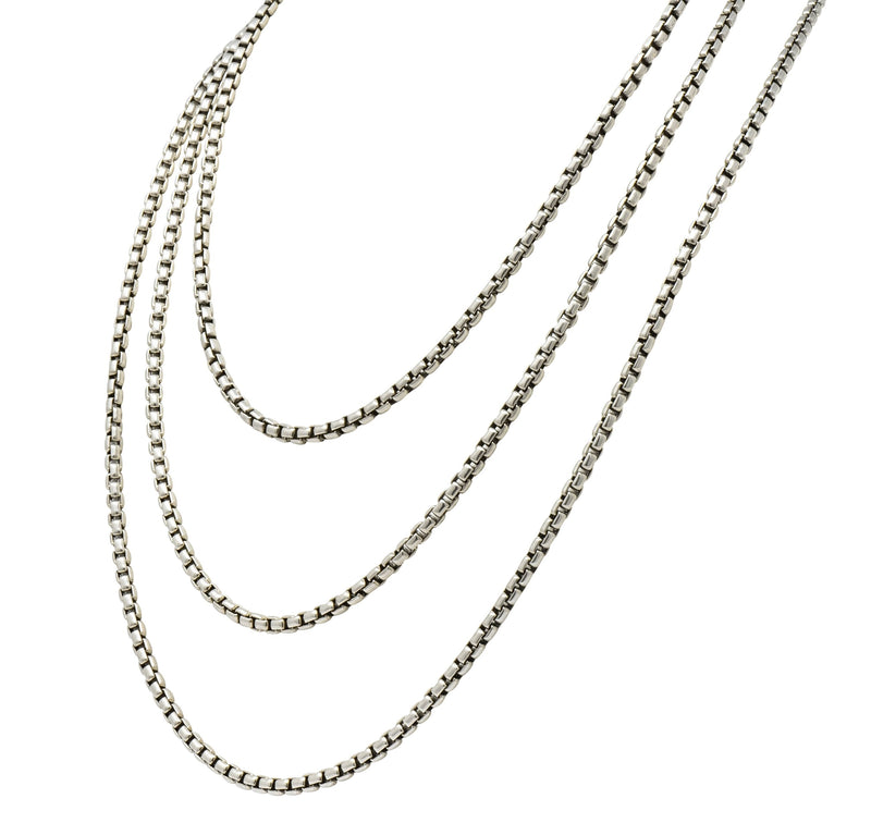 David Yurman Sterling Silver 60 Inch Box Chain Necklace - Wilson's Estate Jewelry