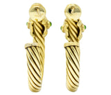 David Yurman Tourmaline Rhodolite Garnet 14 Karat Yellow Gold Hoop Earrings - Wilson's Estate Jewelry