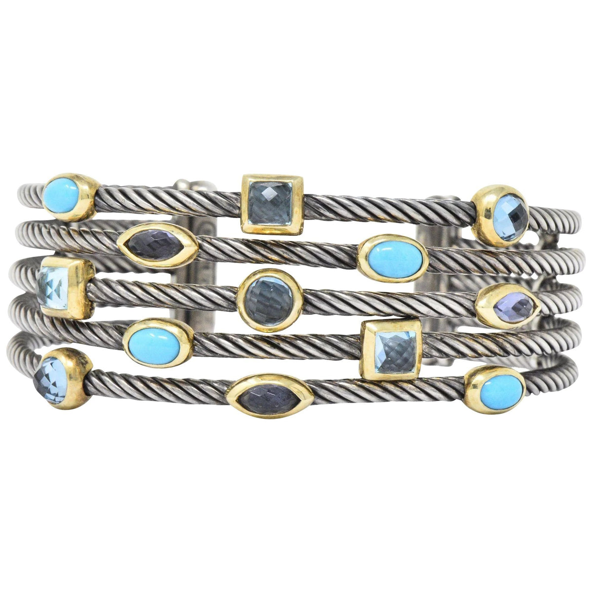 David Yurman Turquoise Blue Topaz Iolite Sterling Silver 18 Karat