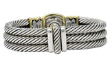 David Yurman Vintage Citrine Iolite Sterling Silver 14 Karat Gold Triple Cable Bracelet - Wilson's Estate Jewelry