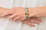 David Yurman Vintage Citrine Iolite Sterling Silver 14 Karat Gold Triple Cable Bracelet - Wilson's Estate Jewelry