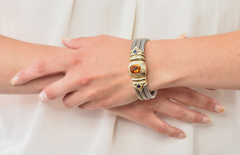 David Yurman Vintage Citrine Iolite Sterling Silver 14 Karat Gold