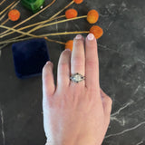 Art Deco 1.32 CTW Diamond Sapphire Platinum Foliate Engagement Ring