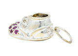 Diamond 0.25 CTW Pink Sapphire 18 Karat Gold Baby Shoe Charm - Wilson's Estate Jewelry