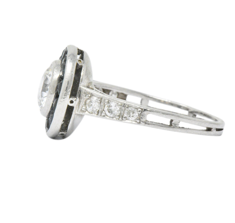 Distinct Art Deco Diamond Sapphire Platinum Engagement Ring Wilson's Estate Jewelry