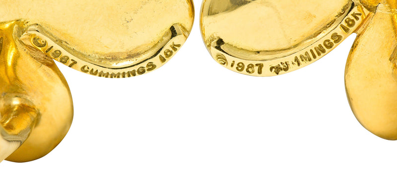 1987 Angela Cummings Vintage 18 Karat Gold Floral Ear-Clip EarringsEarrings - Wilson's Estate Jewelry