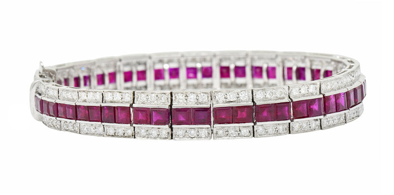 Vintage 14.00 CTW Ruby Diamond Platinum Line Braceletbracelet - Wilson's Estate Jewelry