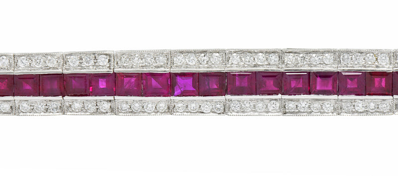 Vintage 14.00 CTW Ruby Diamond Platinum Line Braceletbracelet - Wilson's Estate Jewelry