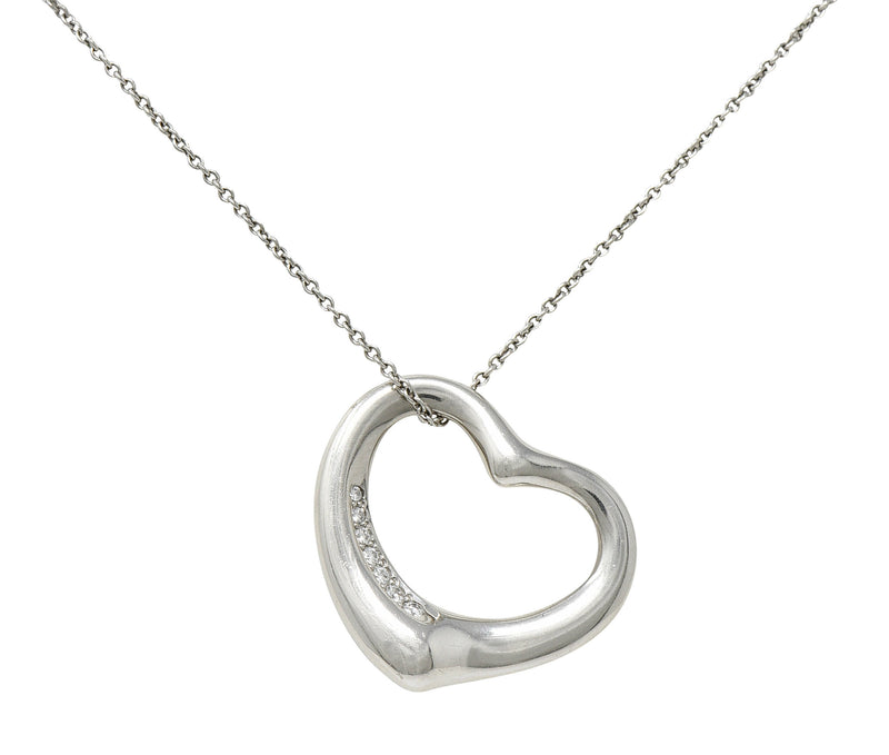 Elsa Peretti Tiffany & Co. Diamond Platinum 22 MM Open Heart Pendant NecklaceNecklace - Wilson's Estate Jewelry