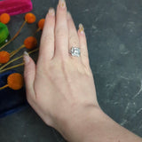 1930's Art Deco 1.40 CTW Diamond Platinum Geometric Dinner Ring GIA