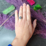 Art Deco 1.22 CTW Old European Cut Diamond Sapphire Halo Greek Key Foliate Engagement Ring