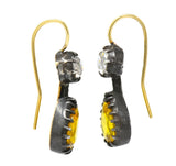 Early Victorian 1840's 5.30 CTW Sapphire Diamond Silver Gold Drop Earrings - Wilson's Estate Jewelry