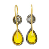 Early Victorian 1840's 5.30 CTW Sapphire Diamond Silver Gold Drop Earrings - Wilson's Estate Jewelry