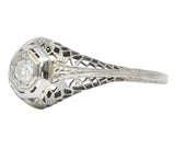 Edwardian 0.30 CTW Diamond 14 Karat White Gold Engagement Ring - Wilson's Estate Jewelry