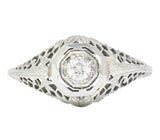 Edwardian 0.30 CTW Diamond 14 Karat White Gold Engagement Ring - Wilson's Estate Jewelry