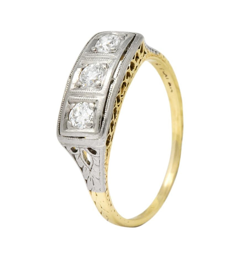 Edwardian 0.30 CTW Diamond Platinum-Topped 14 Karat Gold Ring - Wilson's Estate Jewelry