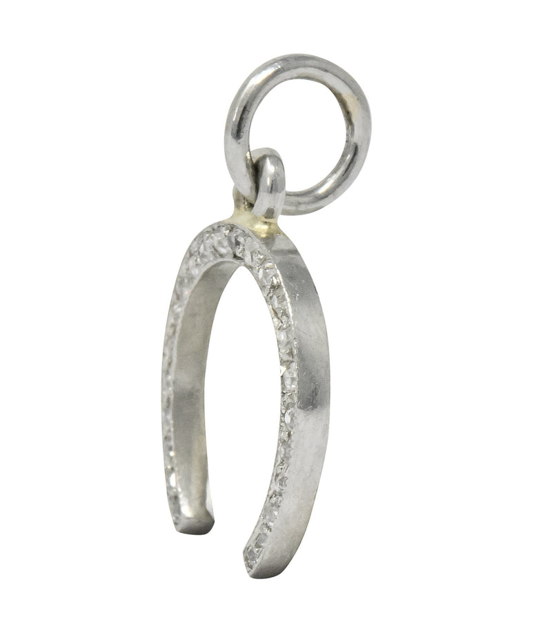 Edwardian 0.37 CTW Diamond Platinum Horseshoe Charm Circa 1920 - Wilson's Estate Jewelry
