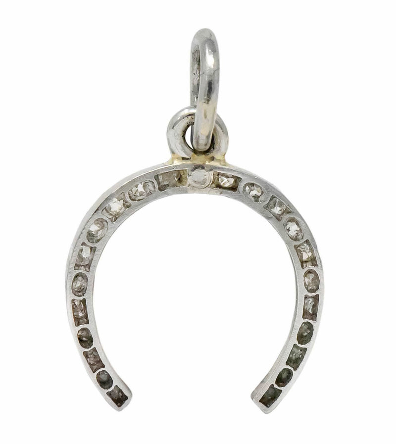 Edwardian 0.37 CTW Diamond Platinum Horseshoe Charm Circa 1920 - Wilson's Estate Jewelry