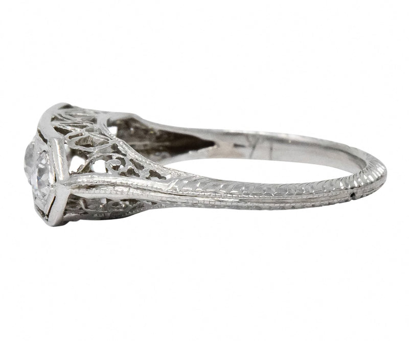 Edwardian 0.45 CTW Old European Diamond Platinum Three Stone Ring - Wilson's Estate Jewelry